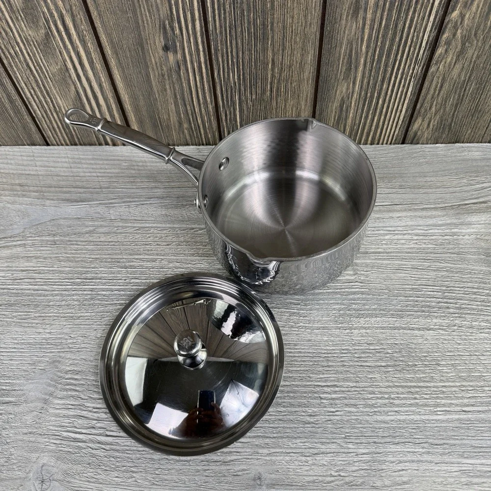 Ruffoni Symphonia Prima 1.5Qt Hammered Stainless Steel Saucepan w/Lid Italy 16cm